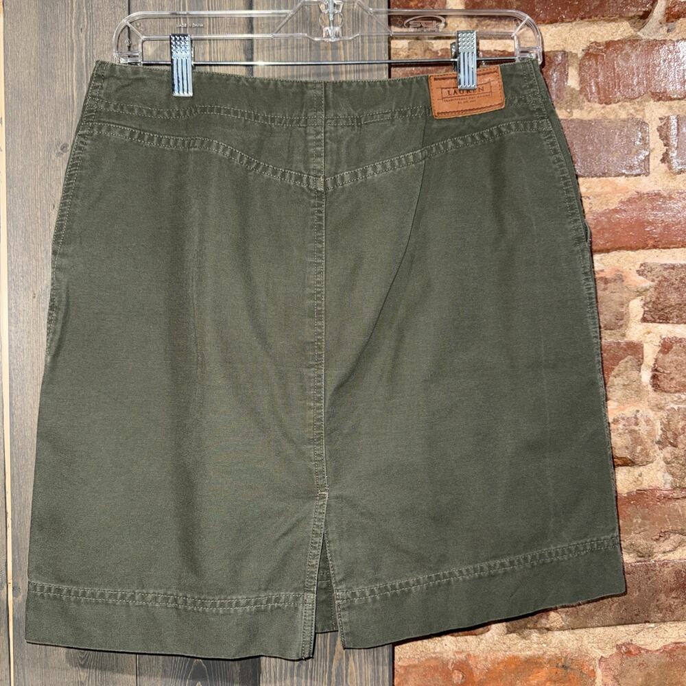 Lauren Ralph Lauren Vintage Y2K Army Green Button From Mini Skirt Sz 8P EUC Prep - Picture 4 of 8